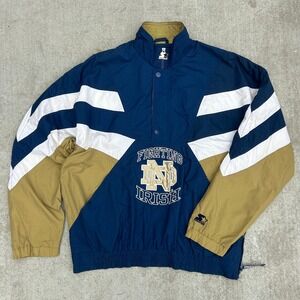 Starter Notre Dame Fighting Irish Jacket XL Navy Blue Vintage 90s Windbreaker